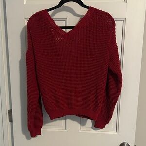 Cozy Low Back Red Knit Sweater